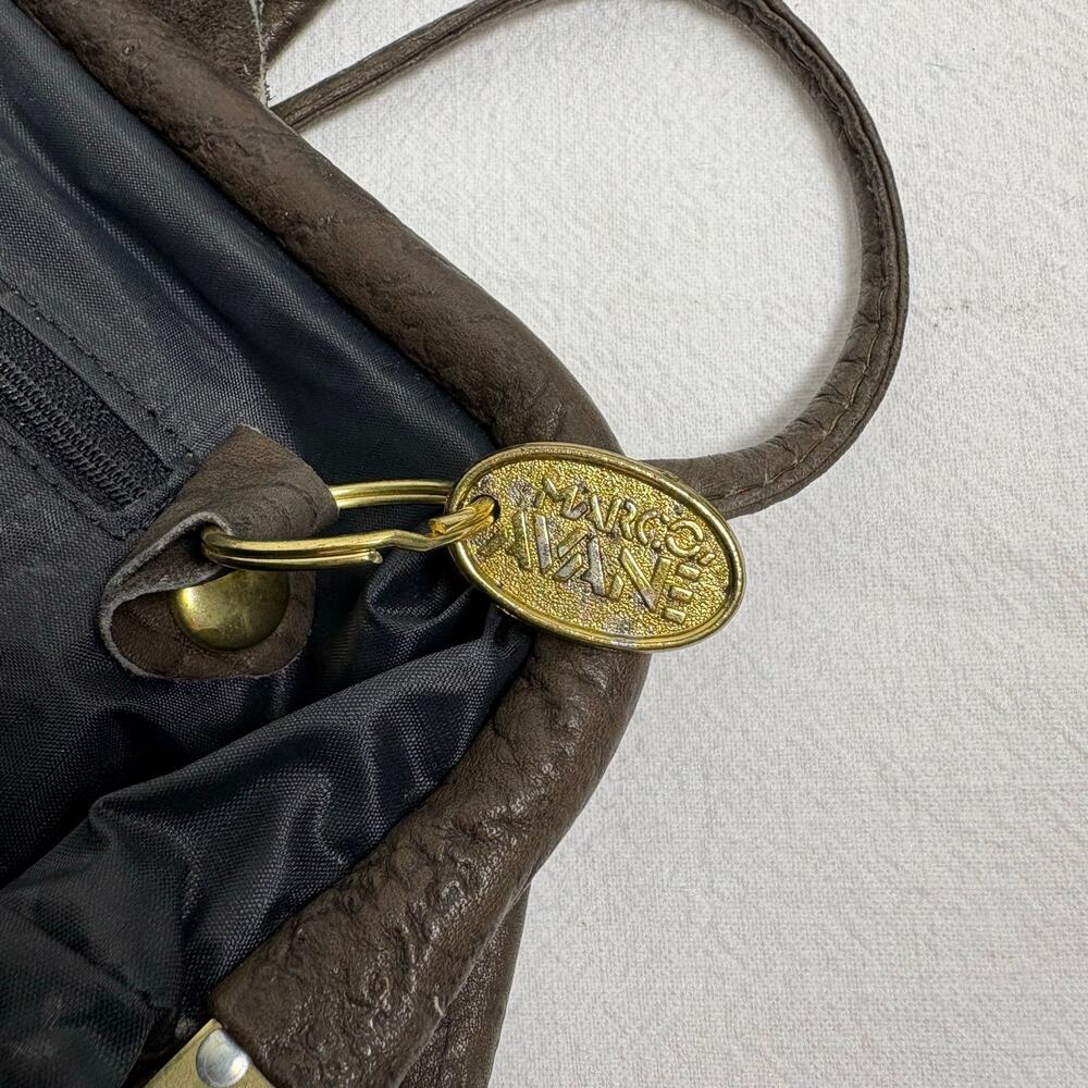 Vintage 1980s Marco Avane Brown Leather Sculptural Frame Shoulder Bag Minimalist - Picture 9 of 11